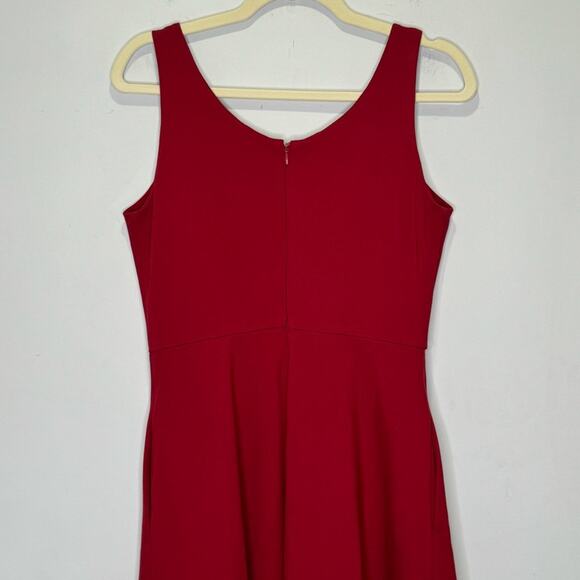 FRNCH Holiday Red A-line Romantic Scoop Neck Stretch Midi Sleeveless Dress Med - Picture 6 of 14